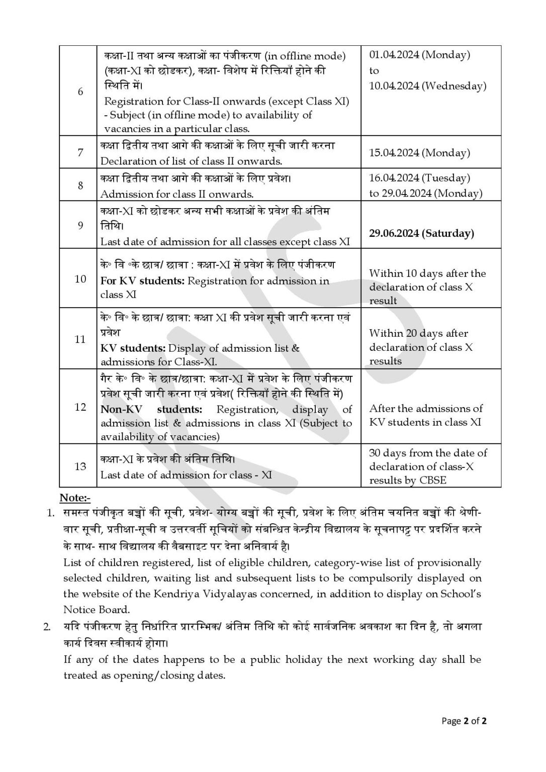 KVS Admission Date (Schedule) 2025 KVS Admission 2025