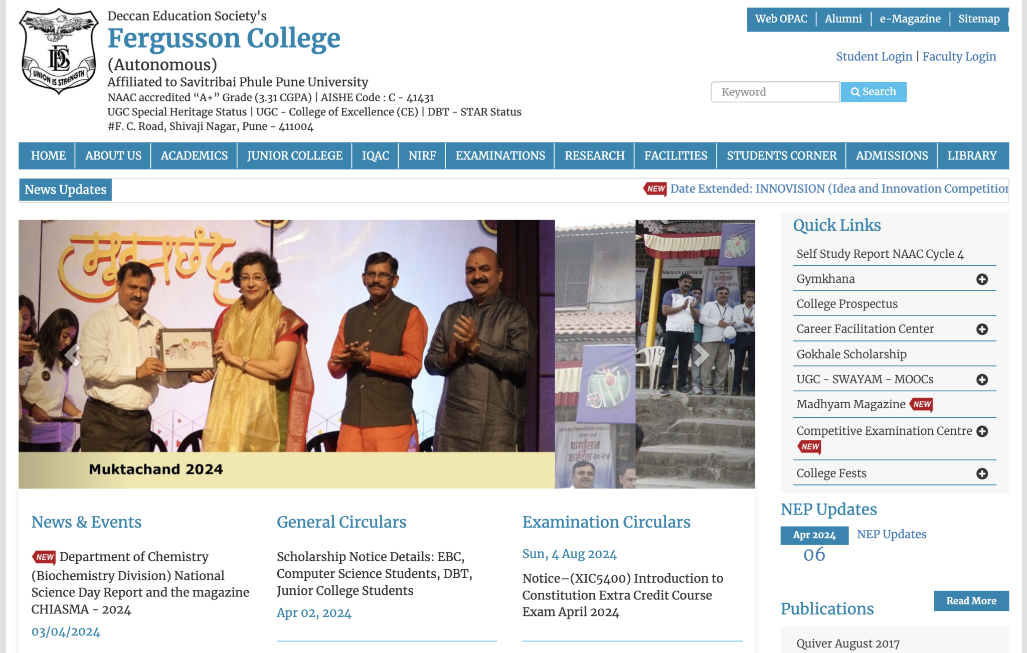 www.fergusson.edu Fergusson College Online Admission 202425