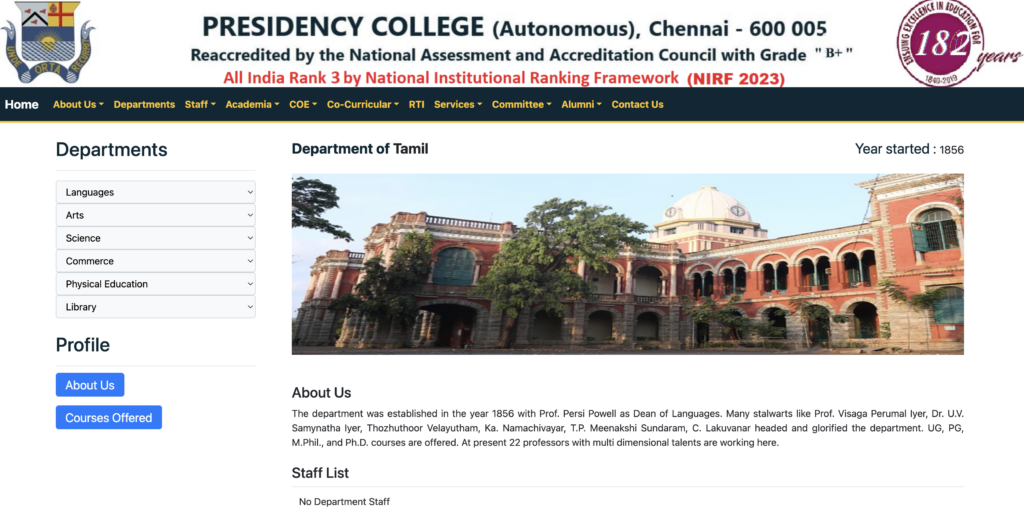 Presidency College Chennai Online Application (Admission) 2024