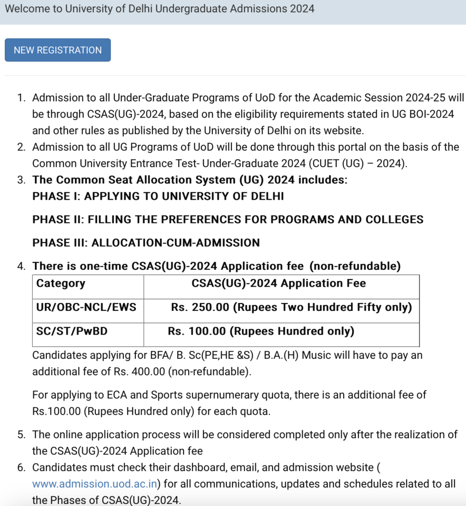 Admission.uod.ac.in Du Csas Portal 2024 - Ugadmission.uod.ac.in