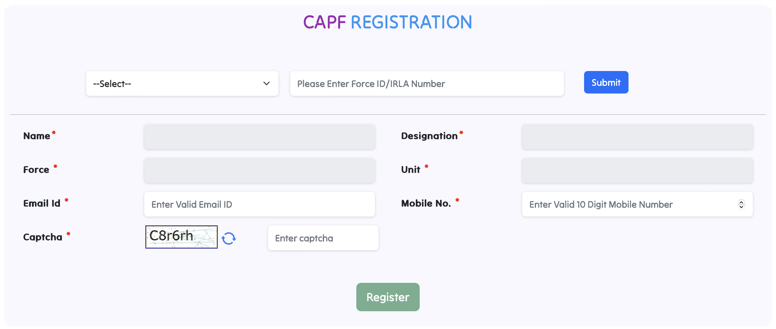 Capf EAwas Registration