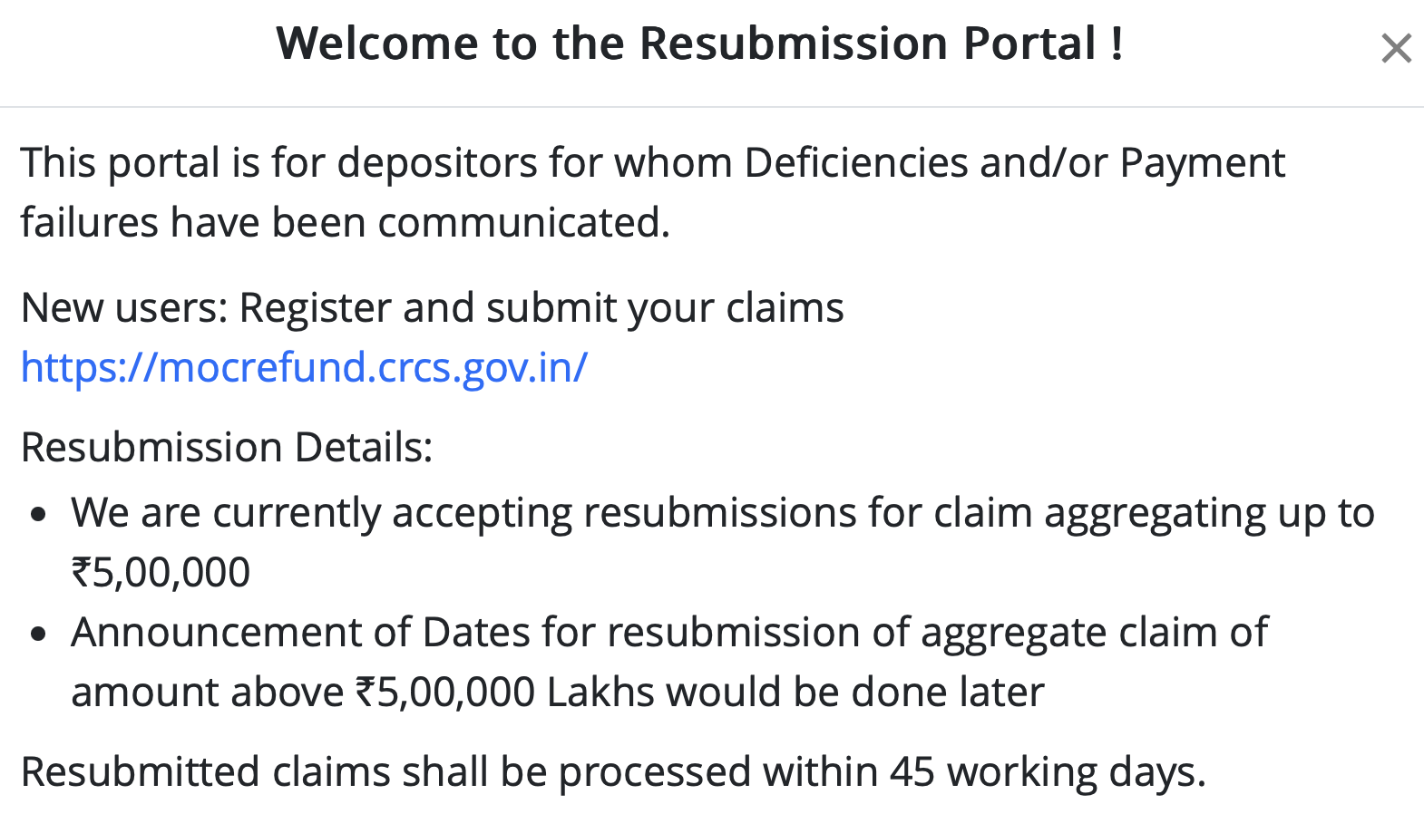 Crcs Sahara New User Resubmission Portal